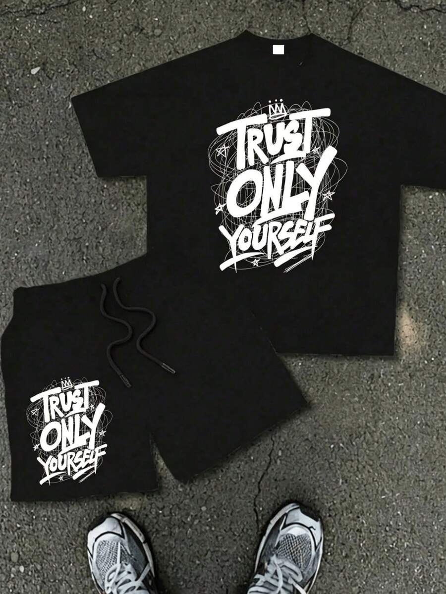 Vintage Trust Yourself Graphic Tee For Men | Inspirational Slogan Cotton Crew Neck Short Sleeve Casual Summer Top - white Top - 查看 1