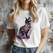 Women T-Shirts - White-cat-a - View 2