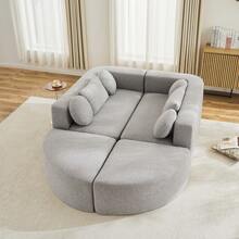 Modular Sofa With Sleeper Function, Cloud Couch, Chenille, Black - 灰色四座 - 查看 6