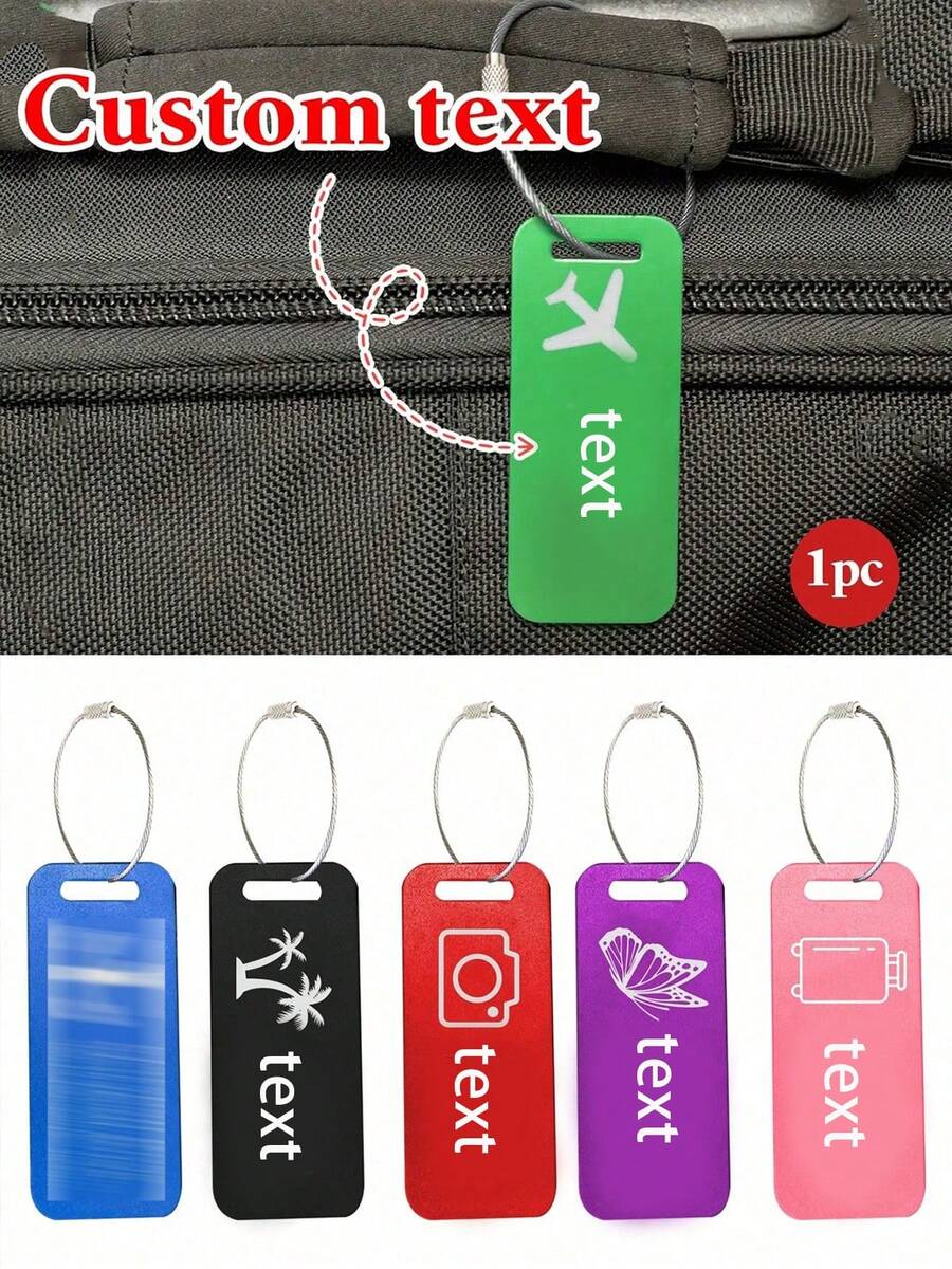1pc Customizable Engraved Luggage Tag - Personalized Name/Address Travel Bag Label With Metal Ring - Colorful Portable Luggage Identification Tag Suitable For Handbag