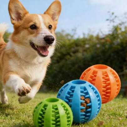 1pc Watermelon Shape Dog Chew Toy, Rubber Treat Dispensing Ball, Teeth Cleaning Dental Care Interactive Pet Toy For Small Medium Dogs, Random Color