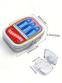 Stupell Funny Sardine Square Pill Box, Made Of High-Quality Materials, Moisture-Proof And Portable, Perfect Gift For Parents' Intimate Travel, Portable Pill Storage, Mini Metal Storage Box, Portable Jewelry And Pill Box, Travel Pill Box, Weekly Pill Organizer, Daily Medications And Vitamins, Essential For Doctors And Nurses, Emergency Needs, Travel, Hiking Emergency Rescue, Personalized Creative Gift, With Cartoon Sardine, Mermaid And Unique Gift - Multicolor - View 11