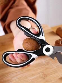 1Pc Household Kitchen Food Scissors, Black White Multi-Purpose Cutting Shears - Black - View 5