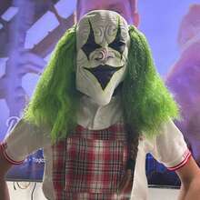 1pc Halloween Joker Mask With Green Wig, Adult Horror Killer Cosplay Role Play Mask - Multicolor - View 4