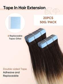 jessie's wig Jessie's 膠片式接髮片 真人髮 20片/包 50g 絲滑直髮 漂染金髮 自然外觀 高品質 混色棕色 2T24# - S2/24 - 查看 4