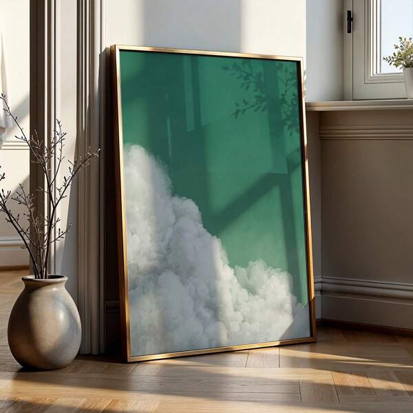 1pc Flying Goose Wall Art - Blue Sky & White Clouds With Geese, Scenic Nature Print Suitable For Bedroom, Hallway, Living Room