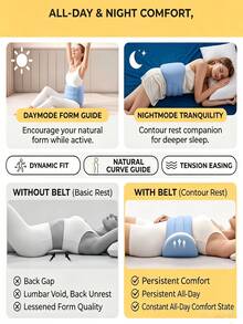 360° Surround Waist Support Pillow With Adjustable Waist Support Strap, Soft 3-Zone Ergonomic Design, Suitable For Side And Back Sleeping, Removable Cushion Core, Washable Pillowcase - Multicolor - View 4