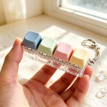 1pc Colorful Keyboard Stress Relief Finger Button Keychain, 4-Key Clickable Key Ring, Anti-Stress Finger Press Keychain, Car Key Ring, Bag Pendant, Gift - Multicolor - View 5
