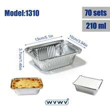 WVWV 70 peças, 210ml Formas de Papel Alumínio para Assar, Adequadas para Assar, Bolos, Cheesecakes, Preparo de Refeições e Armazenamento de Sobras, Duráveis e Empilháveis - Ideais para Churrascos, Reuniões Familiares, Festas e Feriados - Tampa de papel - Visão 2