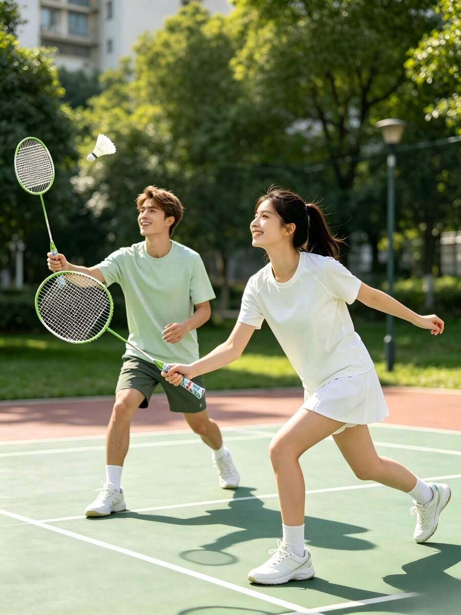 Two Adult Badminton Rackets, Sturdy Integrated Alloy Frame, High-Elastic Dense Strings, Camouflage Non-Slip Grips, Lightweight For Easy Play, Perfect For Daily Leisure & Fitness - Random Color - View 1