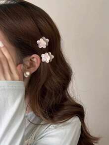 4pcs Cute Sweet Floral Casual Rhinestone Acetate Mini Hair Claw Clips (Color Variation Is Normal) - Multicolor - View 2