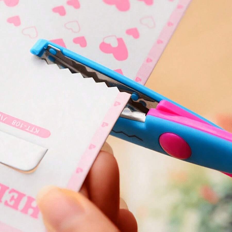 2/4/6pcs Lace Wavy Pattern Craft Scissors, Colorful Scissors Suitable For Office, Teenagers, Daily Cutting, Paper Craft, Multi-Functional Scissors, And Harmless To Hands, Round Tip Craft Shears