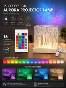 Geometric Square RGB Lamp, Aurora Or Water Ripple Style With Touch Control - Multi-color light - View 10