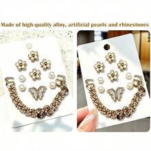 Lote de 10 piezas de dijes de zapatos con temática de perlas de lujo - Regalos perfectos para chicas adolescentes elegantes - Accesorios DIY lindos y removibles para sandalias, pantuflas & bolsos - Multicolor - Ver 5