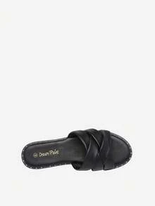 Dream Pairs Women's Cute Slip On Studded Flat Slides Sandals - Black - View 8
