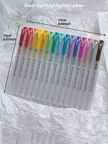 15/10/5pcs Dual-Tip Fluorescent Markers 17*14cm Soft Color Highlighters, Suitable For Coloring, Underlining, Highlighting, Thick And Thin Dual Tips, Back To School Supplies - Multicolor - View 2