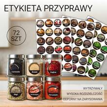 Polish/72pcs/Set Kitchen Storage Jar Labels Stickers Self-Adhesive Waterproof Vinyl Stickers Flour Sugar Salt Rice Noodles Spices And Other Seasoning Jar Labels Round Stickers Kitchen Cabinet Organization Essential Durable Easy To Apply Oil-Resistant Home Storage Classification Stickers Removable No Residue - 72 Polish Spice Stickers - View 1