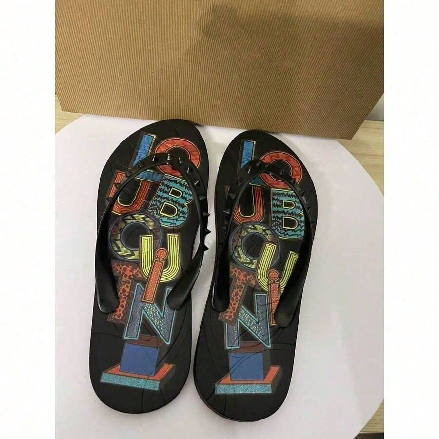 CL Explosion Red Rivet Sole Non-Slip Flat Heel Clip Foot Beach Sandals Outdoor Couples - 蒙特內哥羅 - 查看 1
