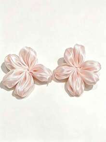 2pcs Sweet & Gentle Girl Sakura Hair Clips, Beach Vacation Style Atmosphere Hair Clips, Bangs Side Clips - Pink - View 4