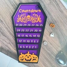 2D Flat 1 Set Creative Halloween Theme Countdown Calendar Decoration, Practical Halloween Pumpkin Countdown Calendar, Desktop Decor, Holiday Decoration, Fashionable Halloween Gift For Close Friends, No Electricity Required - A - View 4