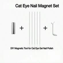 Conjunto de 7 Peças de Ferramentas para Unhas Olho de Gato, Kit de Acessórios para Formar Padrão de Coração para Manicure, Efeito de Luz em Formato de Coração - Prata - Visão 8