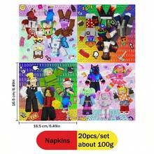 Roblox 20/40入卡通餐巾紙，生日派對裝飾紙巾，雙層卡通設計，適用派對、露營、野餐、花園烤肉、生日派對宴會用品 - 查看 6