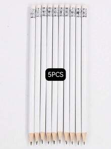 20pcs Minimalist White Round Pencil With Eraser, Unsharpened, Suitable For Learning, Office And Practice - White - View 7