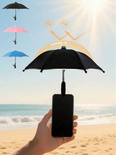 1 Peça Guarda-Sol Clip para Telefone, Guarda-Sol Mini à Prova d'Água Anti-Reflexo com Proteção UV e Suporte para Telefone, Capa de Proteção Solar Universal para Telefone para Chuva Leve, Acessório Essencial para Viagens ao Ar Livre, Camping, Fitness, Estudos, Férias, Entregadores, Viagens e Camping