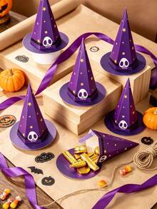 1 Stück/3 Stücke Zaubererhut Süßigkeitenbox Hexenspitzenhut Süßigkeitenbox Party Desserttisch Dekoration Kleine Geschenkbox Halloween Süßigkeiten Aufbewahrungsbox Zaubererhut-förmige Box Halloween Party Souvenir Verpackungsbox - Spitzhut - Übersicht 7