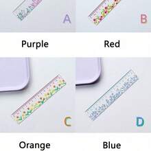 1pc Transparent Floral Acrylic Ruler, Dual Scale Transparent Ruler, Spring Floral Pattern Measuring Ruler, Suitable For Students, School, Office, Painting, Scrapbooking, Stationery Gifts, Office And School Supplies - Multiple Styles - View 9