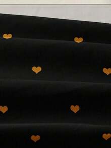 1pc Valentine's Day Black & Gold Heart Pattern Fitted Sheet, Mattress Protector, Mattress Cover, Soft & Breathable, -Twin, Full, Queen, King, Deep Pocket Design Up To 11.8 Inches. Back To School Dorm Essential. - Multicolor - View 5