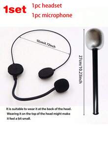 1/4pcs Costume Accessories - Fake Rock Star Singer Microphone And Headphones Costume Props, Microphone Headphones Carnival Costume Props, Plastic Prop Microphone Fake Headphones - Black - View 13
