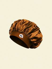 1Pc Hi Letter Satin Summer Sleeping Cap, Head Scarf, Lightweight Hair Care Cap, Print Satin Sleep Wide Elastic Band Silky Hair - Multicolor - View 19