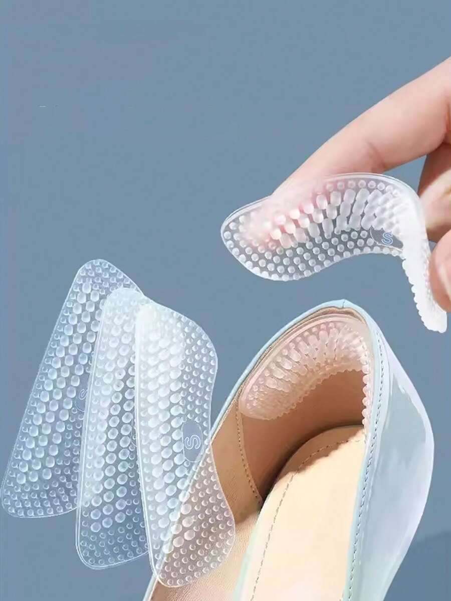 1/2/3 Pairs Silicone Heel Pads, Unisex Anti-Slip Heel Cushions, Anti-Slip Heel Patches, Heel Care Protection Pads, Shoe Accessories, Back To School Supplies - Clear - View 1
