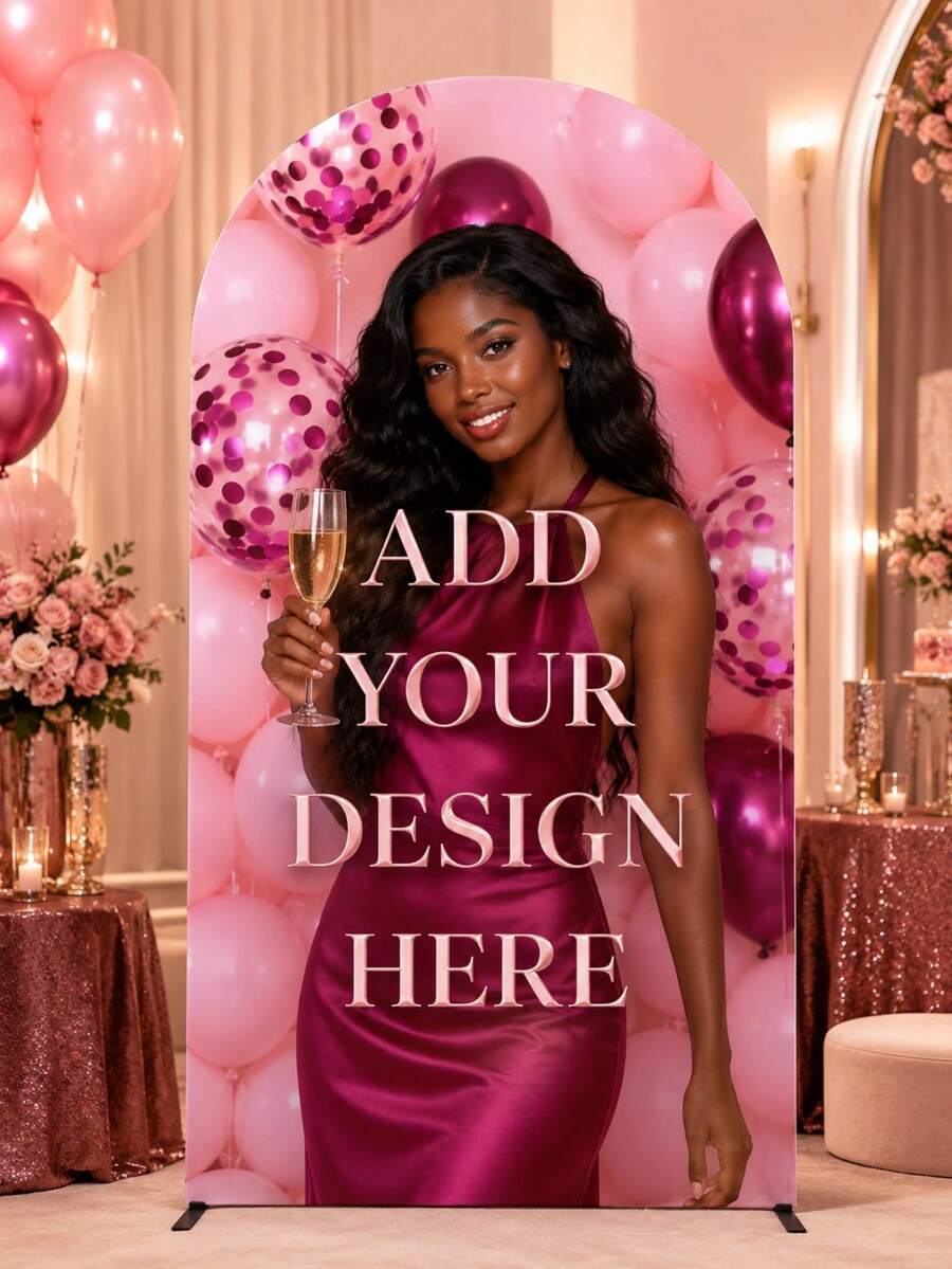 Customizable Arch Fabric Decor Cover, Suitable For Weddings, Birthdays And Events, Fits Round Top, Available In 3.9/4.9/6/6.6/7.2ft Sizes, Perfect For Graduation Season, Birthday Party, Wedding Party, Christmas, Halloween, Valentine's Day - Multicolor - View 1