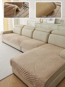 Sarung Sofa Mewah Berbahan Lembut - Tebal, Hangat, Pelindung Sofa Anti Selip, Cocok untuk Dekorasi Ruang Tamu, Kantor, Kamar Tidur, Dapat Dicuci dengan Mesin, Cocok untuk Sofa 1 hingga 4 Dudukan - Khaki - View 2