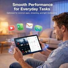 Qetupa Tablet Android 15 10,1 inci, RAM 4GB ROM 64GB Dapat Diperluas Hingga 1TB, WiFi 5 & BT 5.2, Prosesor 8-inti, Layar Sentuh IPS HD 1280*800, Baterai 6000mAh, Kamera Ganda 5MP+13MP (Tanpa Adaptor) - Grey - View 8