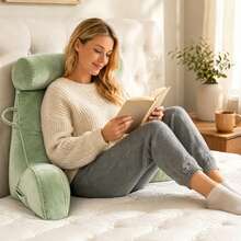 Adult Reading Pillow With Arms, Back Support Cushion For Bed, Detachable Washable Cover With Pocket, Ideal For Reading & Relaxing - Green - View 4