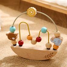 Children's Wooden Beaded Maze Toy, Cute Elephant Lacing Beads Toy, Educational Counting Learning Circle Toy, Improve Hand-Eye Coordination & Focus, Introduce Basic Math Concepts, Christmas, Halloween, Birthday Gift - Multicolor - View 2
