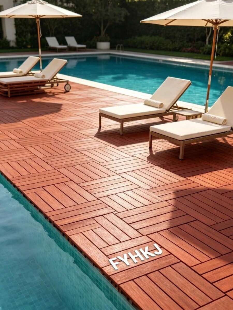 Interlocking Deck Tiles, Waterproof Plastic Patio Floor Tiles, Snap Together Outdoor Flooring, Easy DIY Install Balcony Garden Poolside Backyard Courtyard Flooring Tile, Weather Resistant Interlock Floor For Indoor Outdoor Use - C - View 1