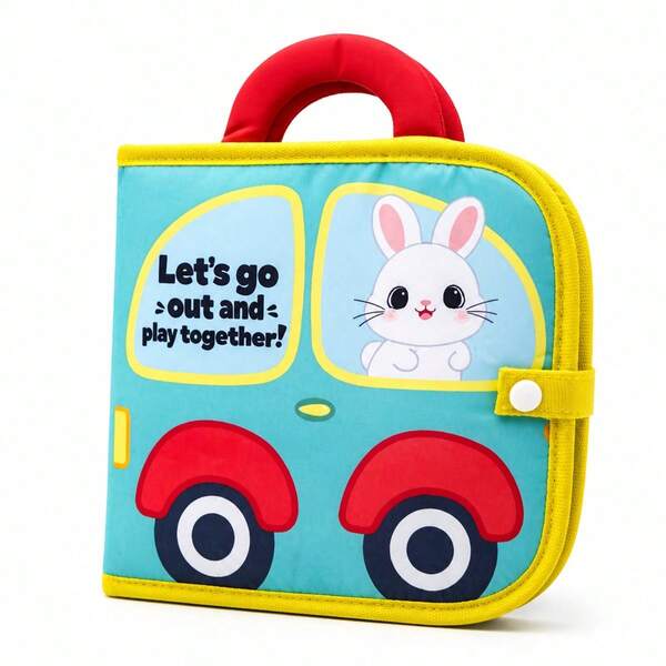 1pc Baby Cloth Book, 5 Pages 10 Sides, Washable Fabric Learning Book, Baby Toy, Handheld Baby Busy Book, Movable Accessories, Animals, Travel, Party, Baby Gift