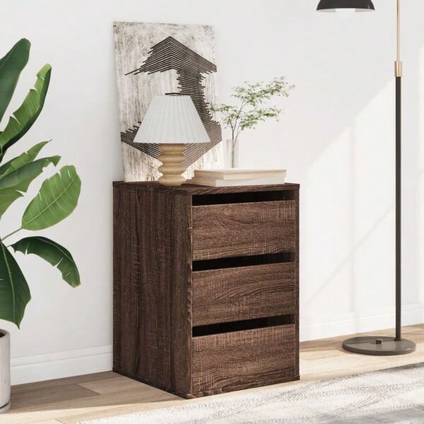 vidaXL Cassettiera, Mobile basso con 4 cassetti, Mobile per soggiorno, Mobile d'ingresso, Mobiletto, Rovere scuro 40x41x58 cm legno composito - Rovere scuro - Visualizzare 1