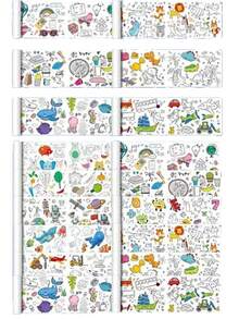 4/5/6/12 piezas Papel de pintura en rollo DIY Papel de protección de pared largo para pintura en rollo - Multicolor - Ver 9