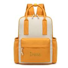 Personalized Large Capacity Backpack For Girl, Stylish Color Block Travel Backpack With Front Pocket And Side Pockets, Lightweight Casual Daypack, Multi Compartment Storage Bag For Work, Commute, Shopping, Outdoor Travel And Daily Use - Multicolor - View 13