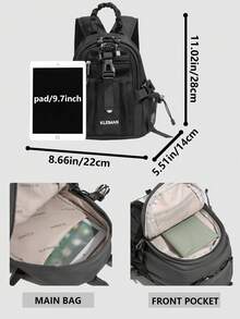 Multi-Compartment Casual Nylon Women's Backpack; Multi-Functional Commuter Day Bag; Multi-Pocket Lightweight Travel Bag; School Bag, Anti-Theft - Multicolor - View 3