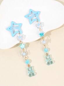 2pcs Girls Y2K Blue Star Bear Candy Decor Hair Clips, Academy Fantasy Fairy Style, Suitable As Gift For Friends - Multicolor - View 9