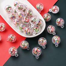 2cm 5/10PCS Mini Clear Acrylic Balls Pendant Filled With Christmas Themed Polymer Clay Slice,For DIY Keychains,Phone Case & Holiday Handmade Jewelry - Pendant - View 5