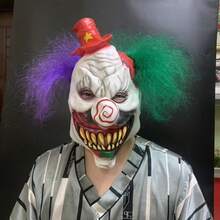 1pc Halloween Joker Mask With Green Wig, Adult Horror Killer Cosplay Role Play Mask - Multicolor - View 9
