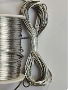 Silk Thread Satin Cord 1mm - 5 Meters Various Colors - Silver - View 1
