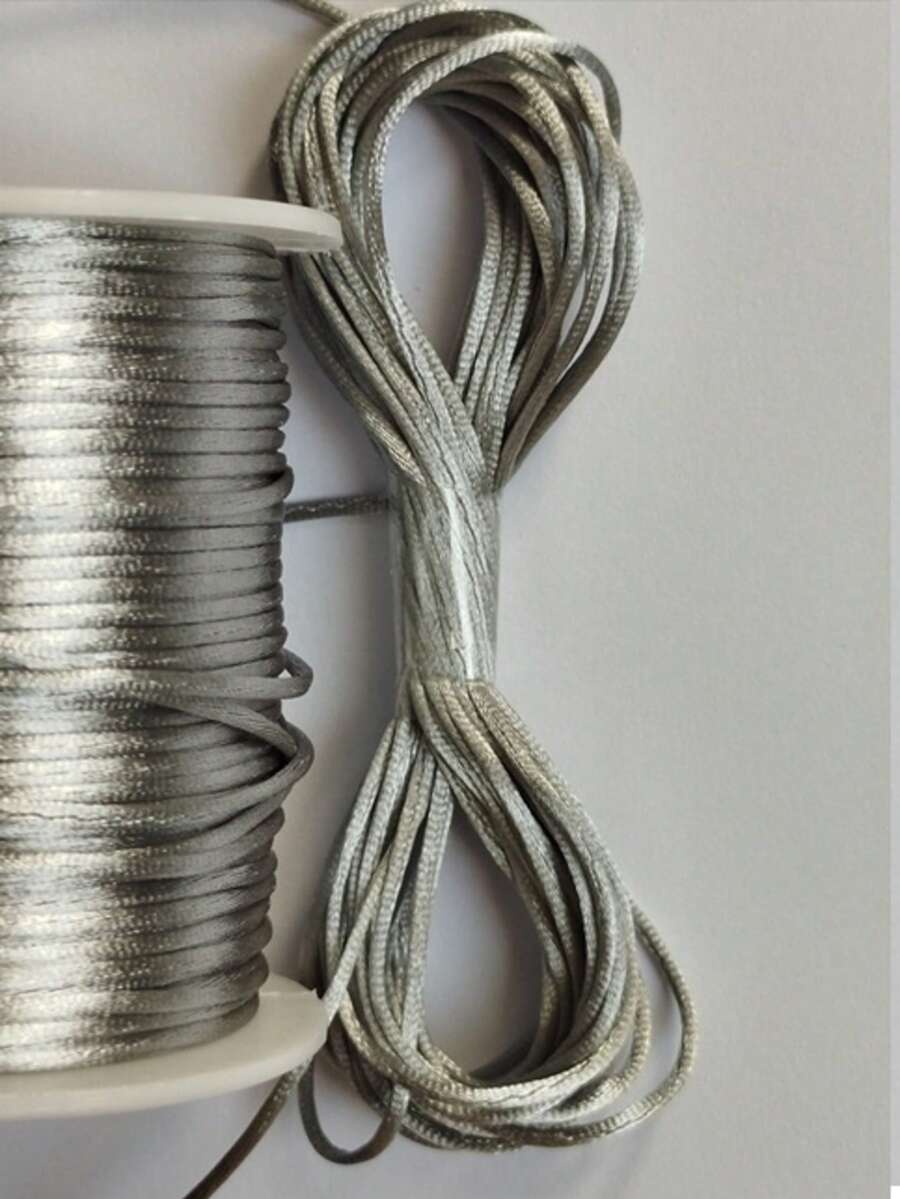 Silk Thread Satin Cord 1mm - 5 Meters Various Colors - Silver - View 1